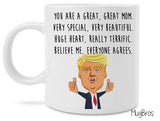 Funny Great Mom and Dad Donald Trump Novelty Prank Gift 11 Ounce Coffee Mugs